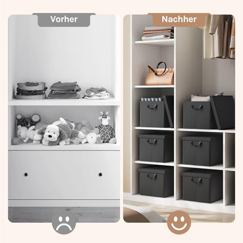 WOLTU Aufbewahrungsbox mit Deckel 1 Stück, mit Griffen, Schwarz, 48x36x30 cm – Ansicht 6