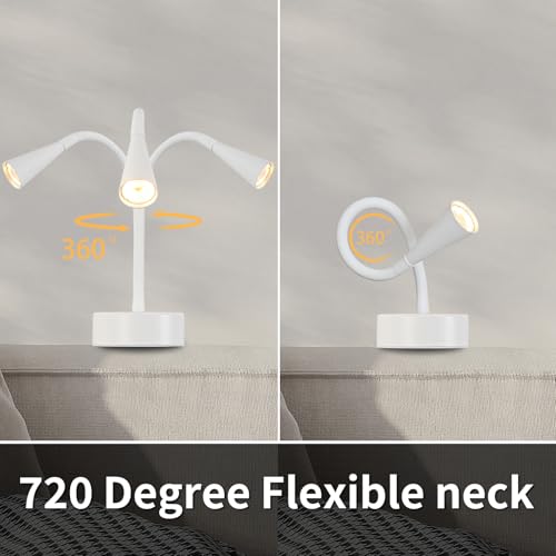 Image of White Headboard Reading Light, No Drilling Wall Mounted Reading Lights for Bedside, Book Light for Bedtime Reading, Buttonless Dimmable Reading Lamp, Movable Gooseneck Reading Sconces for Bedroom