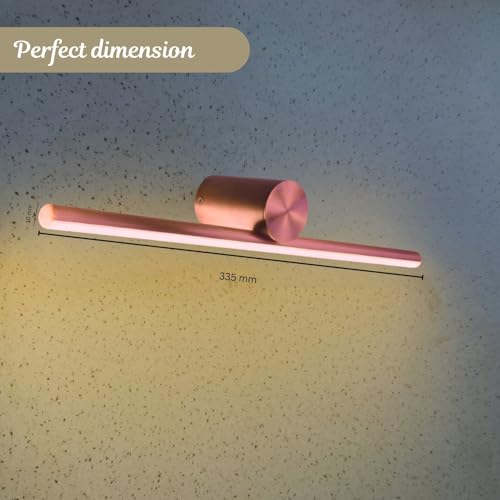 Image of One94Store LED Mirror Picture Wall Light 12W (50 cm) with 3 Color Modes (Cool, Warm, Natural White) - Modern Vanity Light in Rose Gold Finish, Mount Wall Lighting for Bathroom, Bedroom - Pack of 1