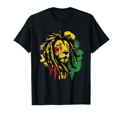 Lion jamaïcain Rasta Drapeau jamaïcain Lion of Judah Reggae Musique T-Shirt