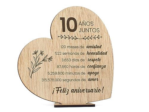 CONTRAXT Presentes 10º aniversário casamento ou namorado. Detalhes presentes originais cartão de felicitação aniversário de casamento casal 10 anos noivos casados mulher homem (10 anos), GFT-15-10