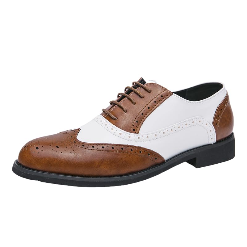 HuitJours Men Brogues Wingtip Lace up Classic Black Dress Shoes Derby Gatsby Prom Fashion Oxford