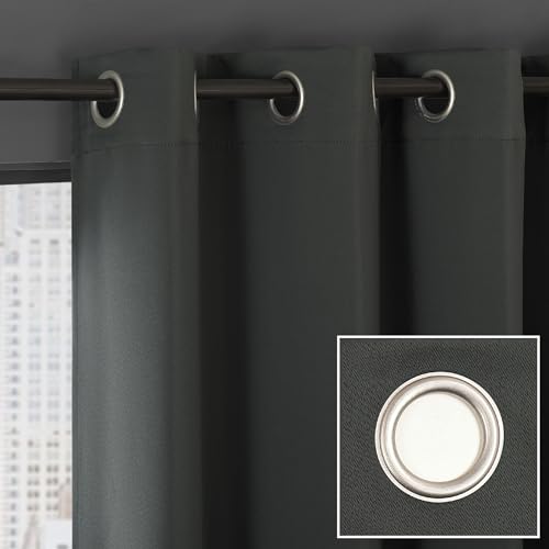 Sun Zero Soho 2-Pack Energy Saving Noise Reducing Blackout Grommet Curtain Panel Pair, Charcoal Gray, 54" W x 63" L (2 Panels) by Sun Zero - Image 2