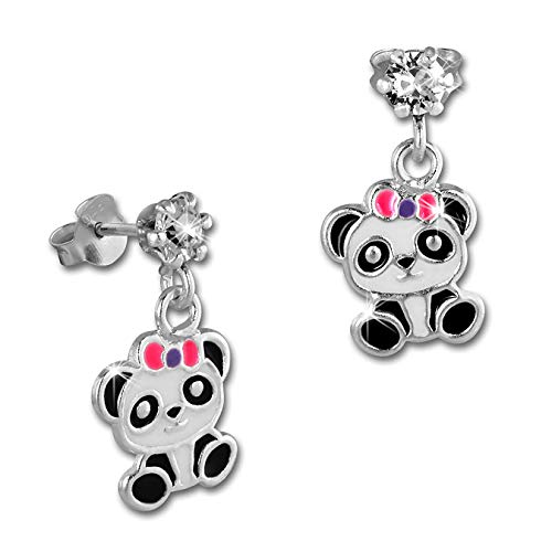 Ohrringe für Kinder 925 Silber Zirkonia Ohrstecker Panda s/w rosa lila SDO8164W