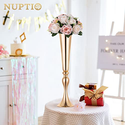Image of NUPTIO Flower Balls for Wedding Centrepieces - 10 Pcs 9.5in Diameter Artificial Flower Ball Arrangement Bouquet Peachy Pink & Creamy White Fake Rose Flowers Party Centerpieces for Weddings Tables