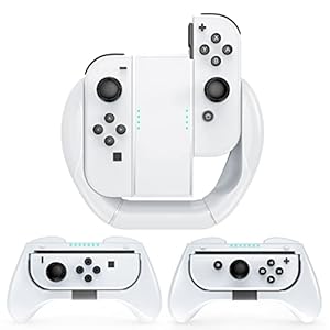 Mooroer Grips para Nintendo Switch/Switch OLED Joy-con Grip Racing Volante Grips Kit de Accesorios para Switch/Switch OLED Controller para Mario Kart 8 Deluxe, 3 Piezas, Blanco