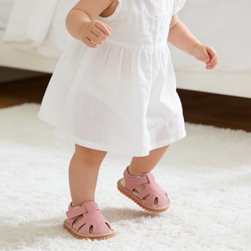 Image of SOFMUO Baby Boys Girls Squeaky Sandals Non-Slip Soft Rubber Sole Closed Toe Infant Summer Outdoor Shoes Toddler First Walkers