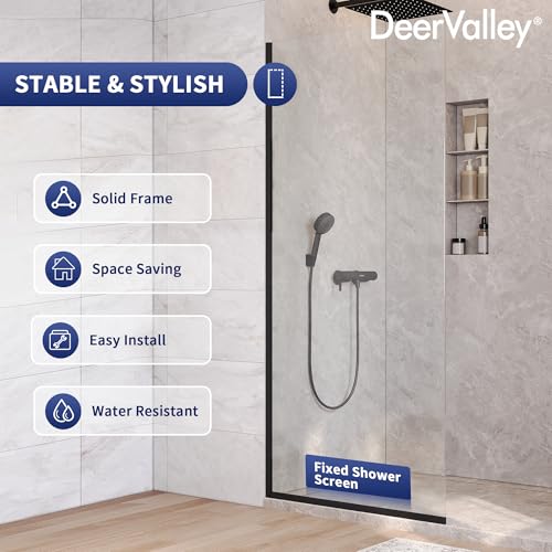 Image of DeerValley 34 inchx74 inch Semi-Framed Fixed Glass Shower Panel