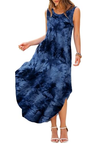 Image of JollieLovin Women Plus Size Summer Tank Maxi Dresses Sleeveless Causal V Neck Beach Long Dresses Swim Cover up (L-5X)