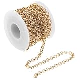 Genérico Cadena de Aluminio Dorada 5 Mm, 5 Metros para Bricolaje, Accesorio para Hacer Collares, Bolsos y Joyería, Cordón Colgante de Metal para Manualidades y Decoración