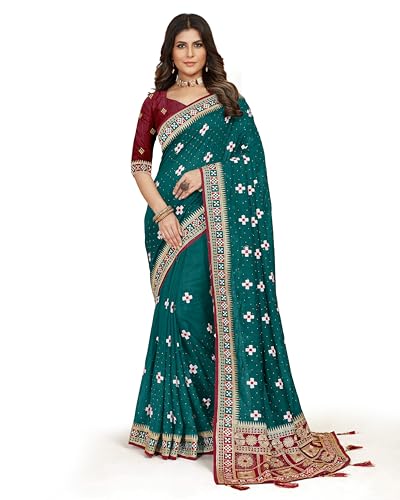 Image of Jaanvi fashion Women's Pasapalli Design Sambalpuri Silk Saree with Swarovski Work & Blouse Piece
