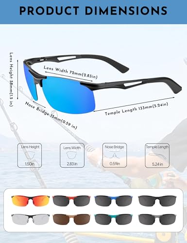 Image of BIRCEN Polarized Anti-Glare Sunglasses for Men: Lightweight Metal Wrap around Sun Glasses UV Protection for Driving Fishing
