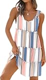Disamer Summer Dresses for Women 2025 Sundresses Vacation Sleeveless Beach Swimsuit Cover Ups Spring Outfits Casual Sun Dress,Block Colorful,Large