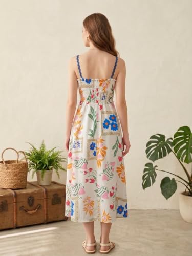 Image of GRECIILOOKS Summer Dress for Women Midi Dress for Woman | Sleeveless Striped Design | Maxi Dresses Stylish | Casual Western Vacation Dresses | Flowy A-Line Resort Wear for Brunch & Beach Styling