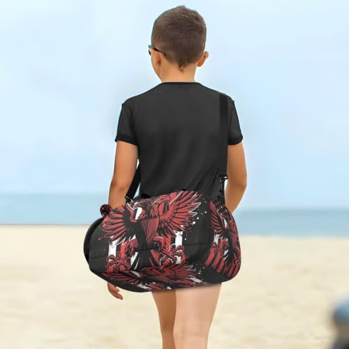 Bolsa de gimnasio para niños con diseño de bandera de EE. UU. y compartimento textil 7