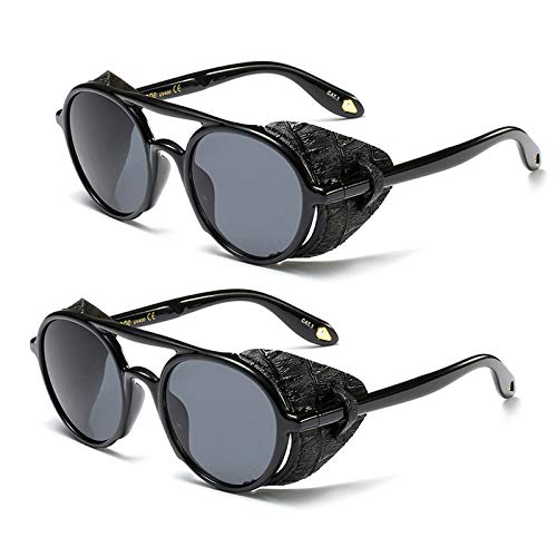willochra 2 Pack Bifocal Reading Sunglasses for Women round punk Muticolored Reader Sunglasses Driving goggles Value package