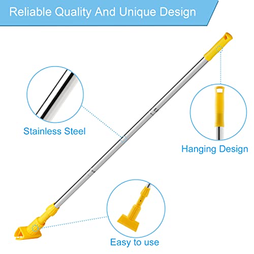 Luvenia Commercial Iron Mop Handle - Professional Mopping Tube 62-Inch Adjustable For Industrial & Household Floor Cleaning - Heavy Duty Stick & Mop Head Replacement Holder (Yellow) #TOP4