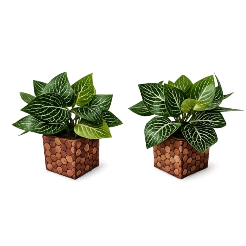 Image of DecoreBugs Artificial Real Touch Flower Plant with Pot (Pack of 2), 16 cm Height, Decorative Faux Floral Plant for Home, Office, Living Room, Bedroom, Table & Shelf Decor
