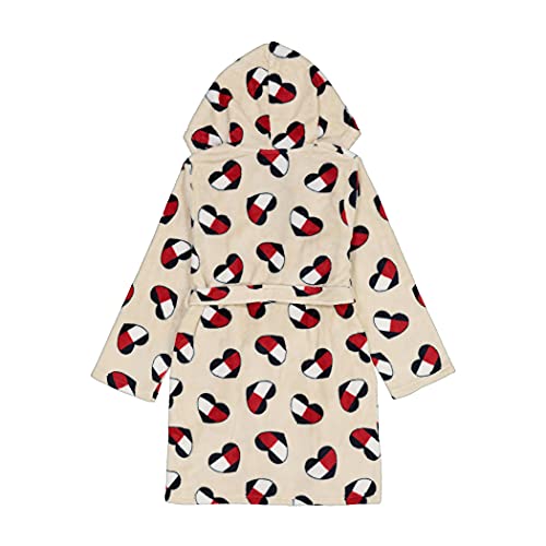 Tommy Hilfiger Girls' Plush Robe, Cream Logo Hearts, S6/7 #TOP1