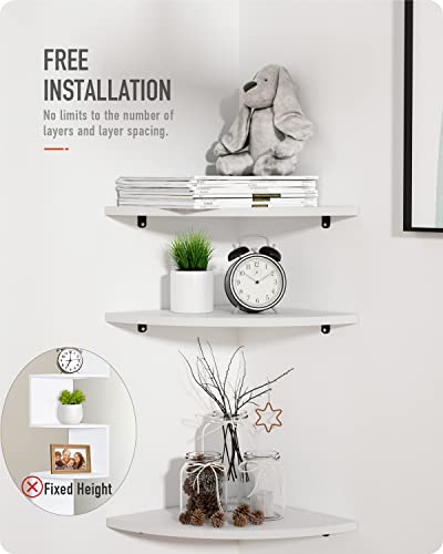 Baffect Corner Floating Shelves, Set Of 3 Fan-Shaped Wooden Storage Board, Decorative Wall-Mounted Shelves For Living Room (White, 9.85In) #TOP4