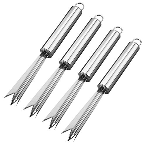 DOITOOL 4 Pcs Stainless Steel Pineapple Peeler Remover V Shape Fruit Slicer Pineapple Eye Cutter Pineapple Corer For Home Kitchen Tools Silver