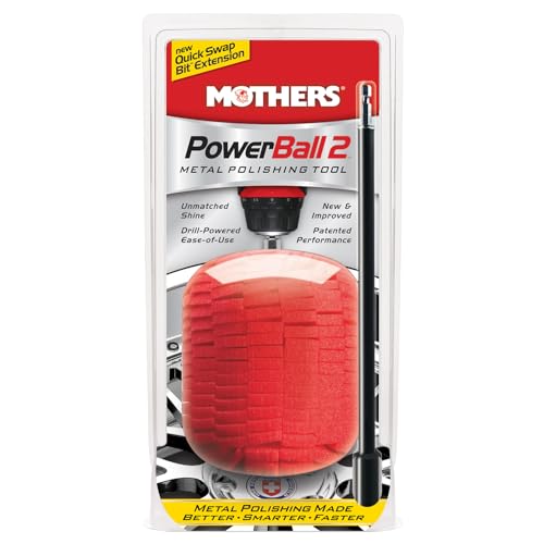 Mothers PowerBall 2 Polishing Tool with 10 Quick Swap Bit Drill-Powered Polishes Deep-Dish Wheels & Tight Areas with Ease Delivers Fast & Unmatched Shine (05143)