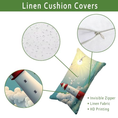 Housse coussin extérieur phare 40x60 imperméable en lin résistant aux intempéries lot de 2 - 4