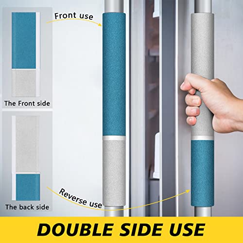 Metonsto Refrigerator Door Handle Covers, 5pcs, Kitchen Appliance Decor, Fridge Microwave Dishwasher Cloth Door Handle Covers, Keep Kitchen Appliance Clean from Smudges, Drips, Food Stains, Oil (Blue) by Metonsto - Used condition - Image 4