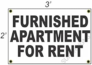 Furnished Apartment for Rent 2x3 White w/Black Banner Sign
