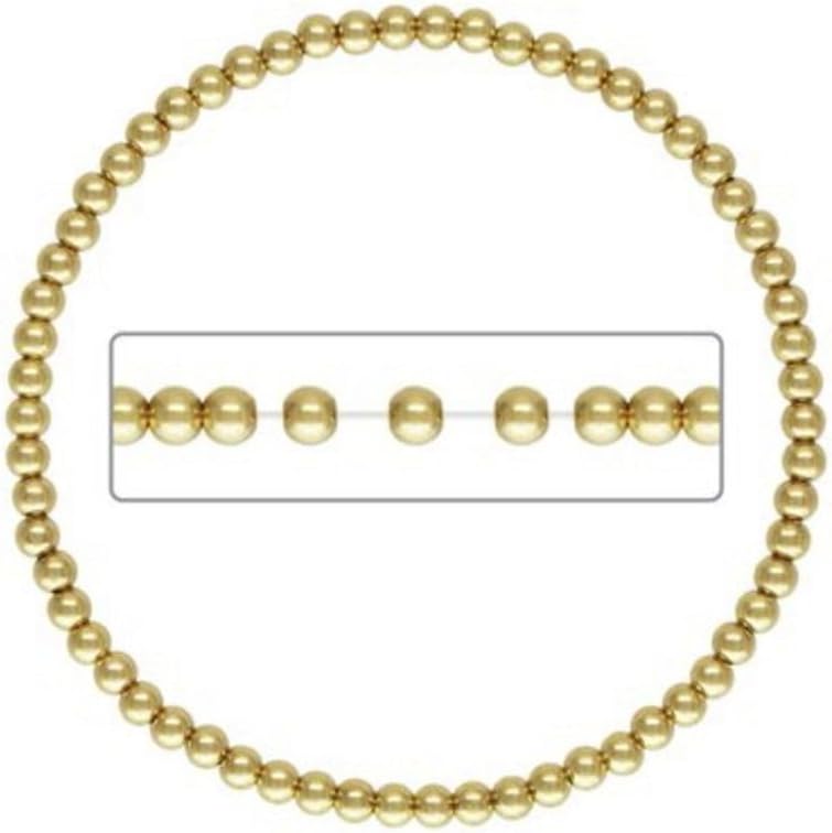 Adabele Solid Sterling Silver 14K Gold Filled 2mm 3mm 4mm Bead Bracelet 7 7.5 8 Inch Tarnish Resistant Hypoallergenic Nickel Free Women Jewelry