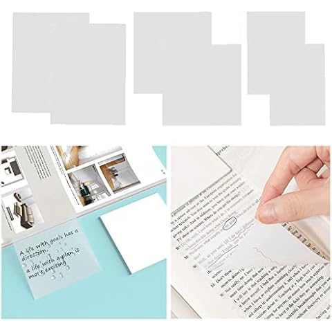 Transparent Sticky Notes 300pcs, 3 Sizes Clear Post It Notes, See Through Post It Notes Apply Students, Reading, Writing, Learning, School, Home and Office( 3.7×2.7 in, 3×3 in, 2 × 3 in) Cover