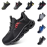 Hitmars Sicherheitsschuhe Herren Damen Arbeitsschuhe Stahlkappenschuhe Arbeitsturnschuhe S2 S3 S1 Stahlkappe Leicht Atmungsaktiv Bequeme B Schwarz 44