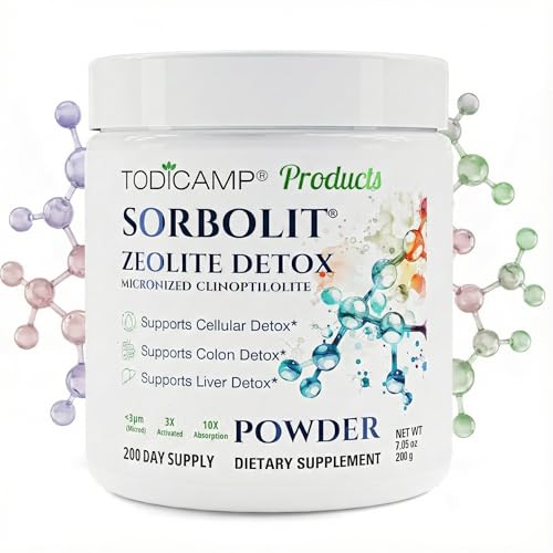 TODICAMP Zeolite Detox for Adults Sorbolit - Zeolite Powder Binder Detox Cleanse - Zeolite Clinoptilolite for Deep Full Body Detox, Gut Cleanse, Cellular and Liver Detox