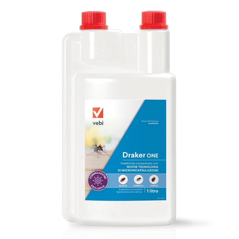 Draker ONE - L'antizanzara Top sul Mercato - Insetticida microincapsulato abbattente e residuale, Lt.1