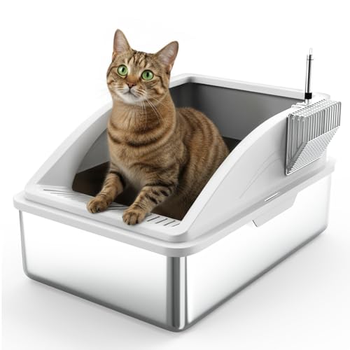 Arenero de Acero Inoxidable XL con Tapa para Gatos Grandes miniatura 1