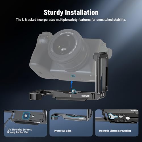 NEEWER a6700 L Plate Compatible with Sony Alpha 6700, Quick Switch Aluminum Extendable Side Plate & Anti Twist Baseplate Compatible with Arca Swiss QR System DJI RS 2 RSC 2 RS 3 Pro Gimbals, CA048 by NEEWER - Image 2