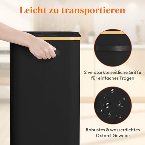 Lifewit 150L Pfandflaschen Sammelbehälter, Flaschen Organizer mit Deckel, Flaschensammler Leergut 2 Fächer, Pfandflaschen Aufbewahrung, Pfandflaschen Behälter für Kunststoff, Glasflaschen, Schwarz