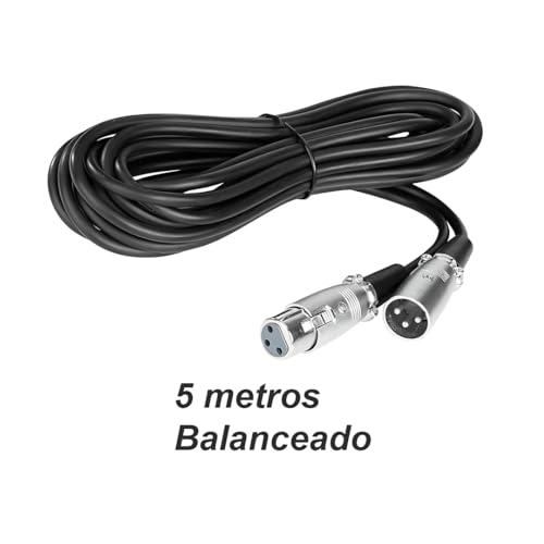 Cabo Xlr Balanceado 5m Para Microfone Mono E Estéreo - Preto