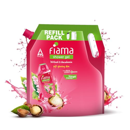 Image of Fiama Body Wash Shower Gel Patchouli & Macadamia, 1.4L Bodywash Refill Value Pouch for Women & Men with Skin Conditioners for Soft, Glowing Skin, Suitable for All Skin Types