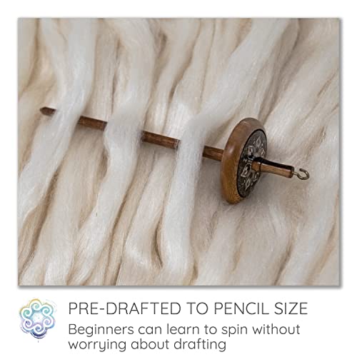 Image of Learn to Spin - Beginner's Spinning Kit with Drop Spindle and Merino /Silk Blend Pencil Roving. Choose Your Color and Make Yarn! Color: Lotus