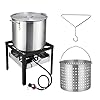 ROVSUN 60QT Turkey Deep Fryer with Basket & Stand, Aluminum Seafood Boil Pot Crawfish Boiler w/ 150000BTU Propane Jet Burner, 10PSI CSA Certified Regulator & Lifting Hook, for Outdoor Cooking ROVSUN 60QT Turkey Deep Fryer with Basket & Stand, Aluminum Seafood Boil Pot Crawfish Boiler w/ 150000BTU Propane Jet Burner, 10PSI CSA Certified Regulator & Lifting Hook, for Outdoor Cooking