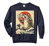 Catzilla Cat Japanese Art Funny Cat 6 7 Meme Comfort Colors Adult Sweatshirt