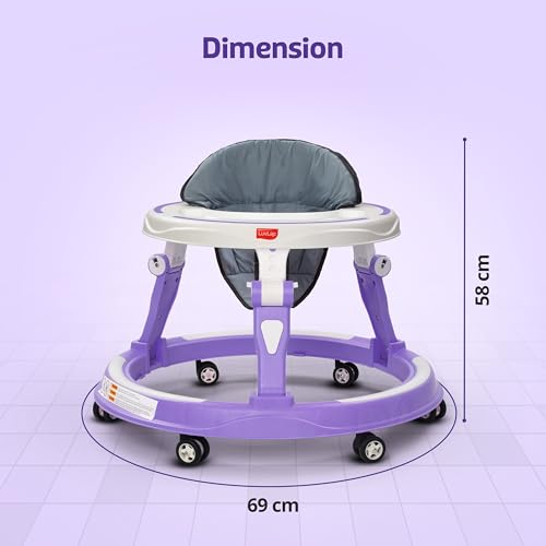 Image of LuvLap Elegant 360 Baby Walkers for 6-18 Months | 3 Level Height Adjustment Walker /Advanced Baby Activity Walker for Kids, Walker for Boys & Girls, Purple