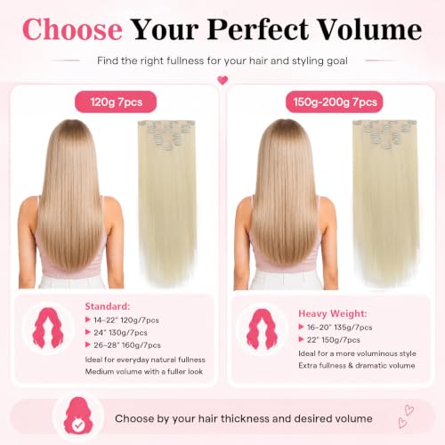 Image of Moresoo Blonde Clip in Hair Extensions, 14inch PU Weft, Real Human Hair