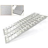 Kojem 6000LBS 80x15x2.3 inch Truck Car Trailer Ramps Aluminum Universal Silver Hook attaching end Knife Foot