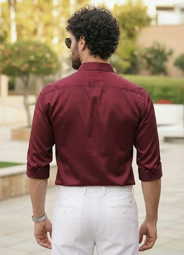 Image of IndoPrimo Men's Stylish Satin Shirt for Party and Casual Wear - Exclusive Designer Full Sleeve Shirt for Men - Pilar