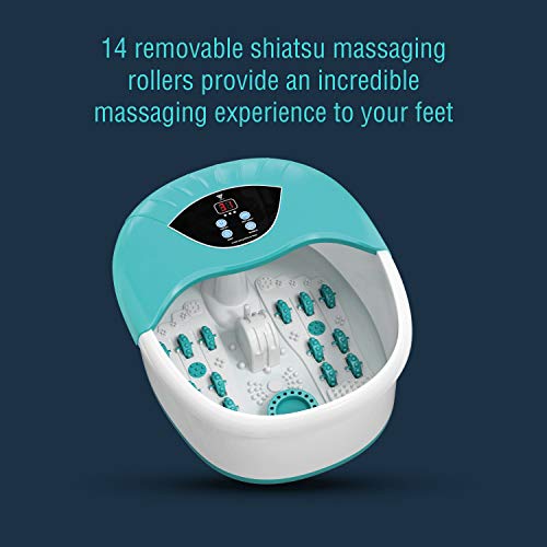 5 in 1 Foot Spa/Bath Massager with Tea Tree Oil Foot Soak with Epsom Salt - with Heat, Bubbles and Vibration, Digital Temperature Control - Mini Acupressure Massage Points - Foot Stress Relief Spa - Thumbnail 4