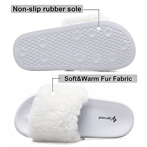 Image of Spesoul Slides for Women Womens Slippers Fur Fuzzy Fluffy for House Bedroom