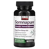 Force Factor Somnapure Drug-Free Sleep Aid for Adults for Occasional Sleeplessness with Melatonin & Valerian, Non-Habit-Forming Sleeping Pills, Fall Asleep Faster, Wake Up Refreshed, 60 Tablets
