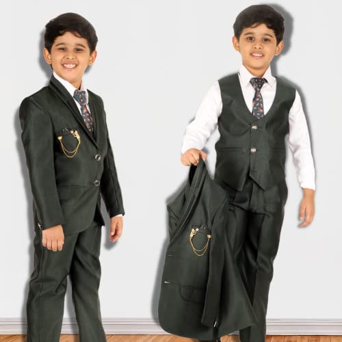 Image of Pro-Ethic Style Developer Boy's 5 Piece Suit Set | Coat, Pant, Tie & Shirt | Cotton Checked Pattern